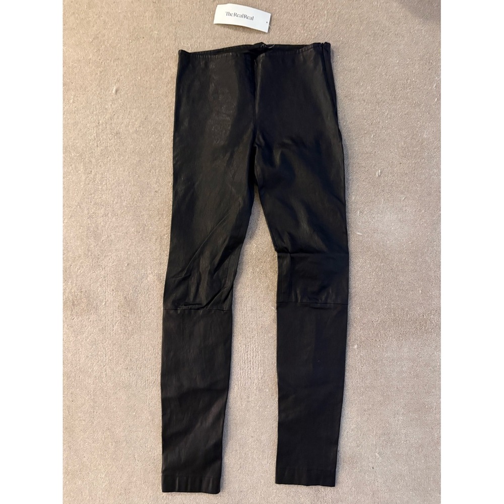 The Row Black Skinny Leather-Panel Leggings Women's Size Small